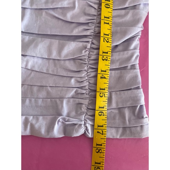 WAYF Lavender Ruched Square Neck Puff Sleeve Smocked Back Tie Top Purple - Picture 7 of 8